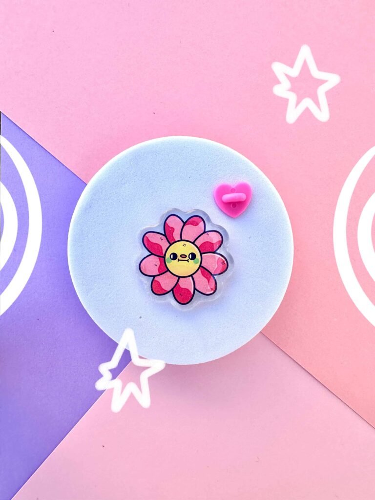 pin acrilico kawaii flor