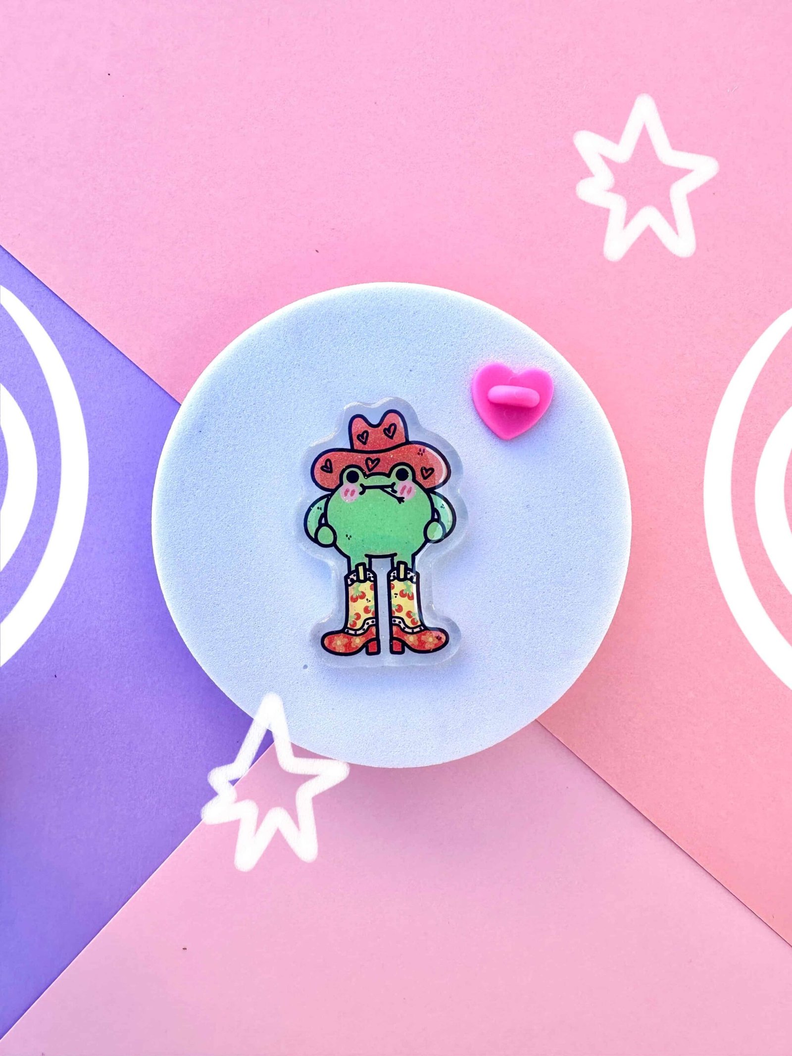 pin acrilico kawaii rana cowboy