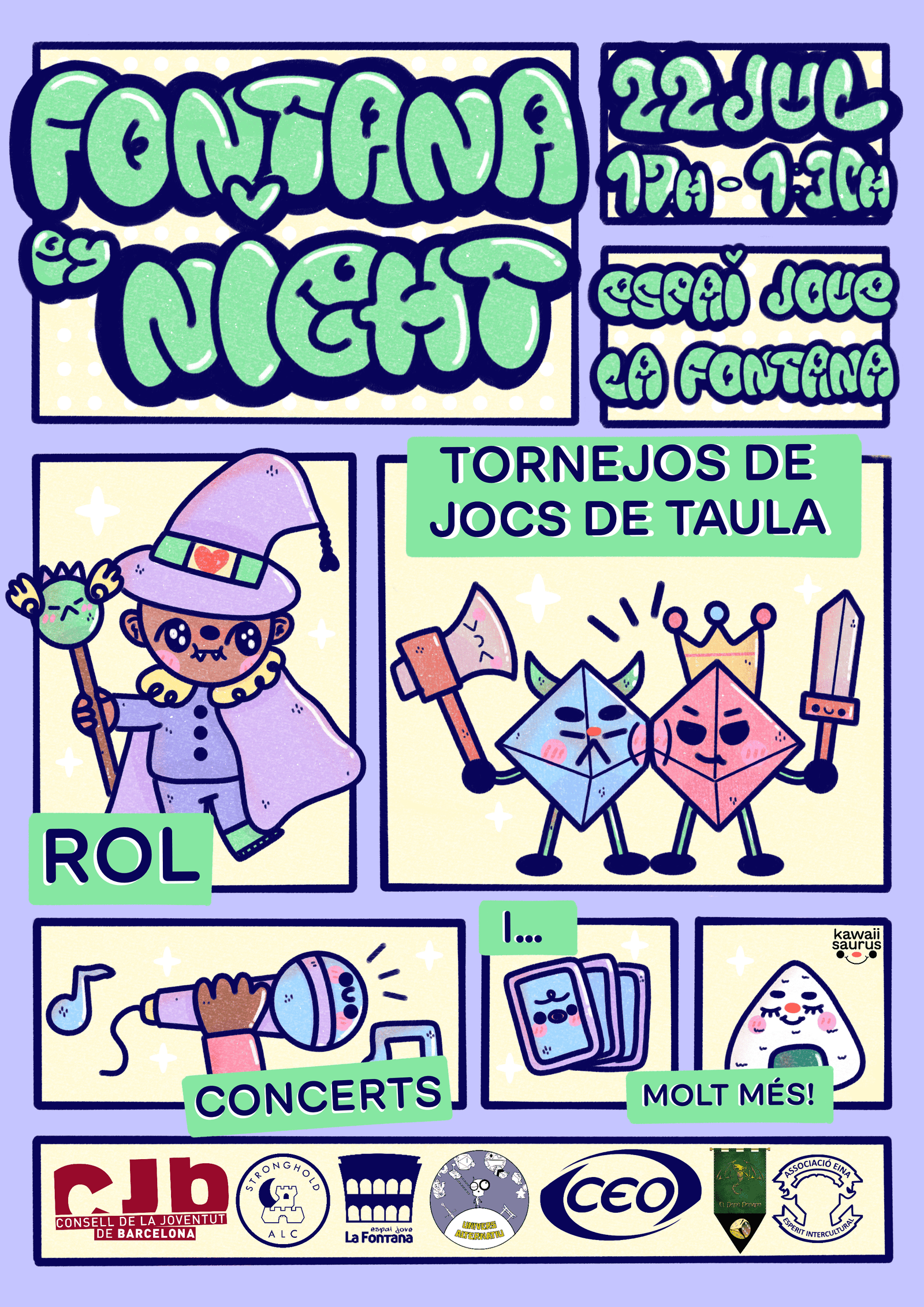 cartel fontana by night diseño grafico kawaii